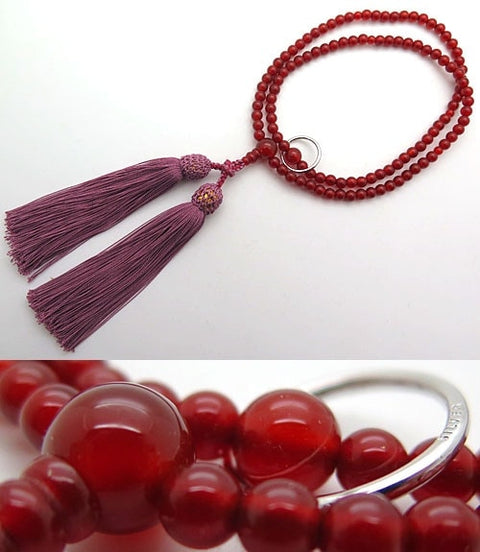 Women's Agate Prayer Beads, Soto Sect, Silver Ring