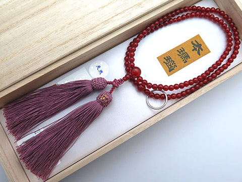 Women's Agate Prayer Beads, Soto Sect, Silver Ring