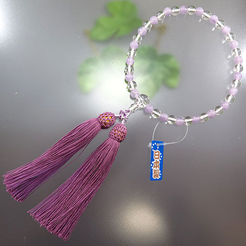 Women's Prayer Beads, Crystal, 7mm Bead, Purple Agate Combination Finish
