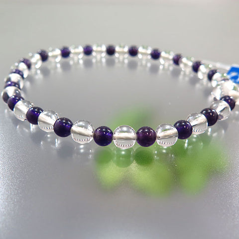 Women's Prayer Beads, Crystal, 7mm Bead, Amethyst Combination Finish