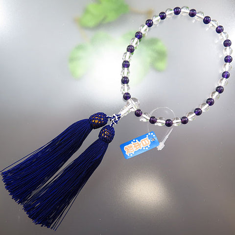 Women's Prayer Beads, Crystal, 7mm Bead, Amethyst Combination Finish