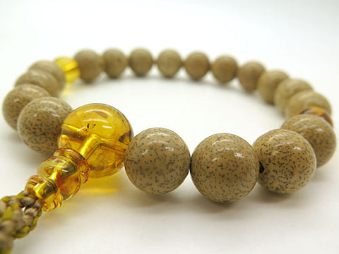 Men's prayer beads, Starry Moon Bodhi seed, natural amber finish