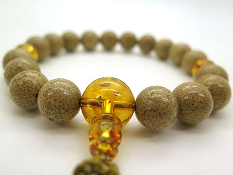 Men's prayer beads, Starry Moon Bodhi seed, natural amber finish