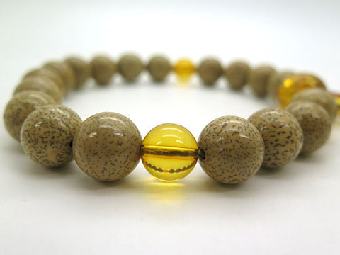 Men's prayer beads, Starry Moon Bodhi seed, natural amber finish
