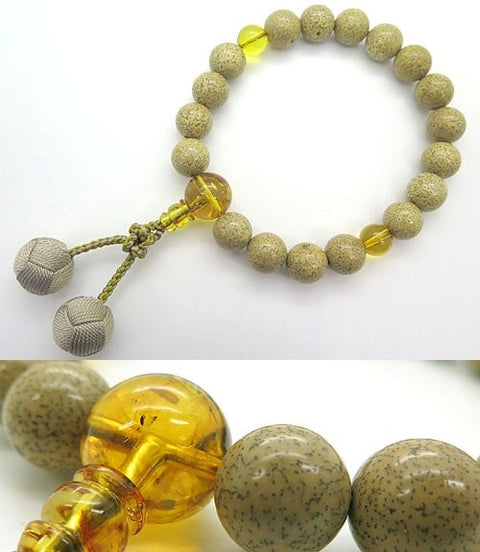 Men's prayer beads, Starry Moon Bodhi seed, natural amber finish
