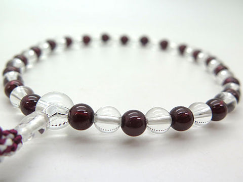 Women's Prayer Beads, Crystal, 7mm Bead, Garnet Combination Finish
