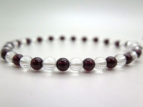 Women's Prayer Beads, Crystal, 7mm Bead, Garnet Combination Finish