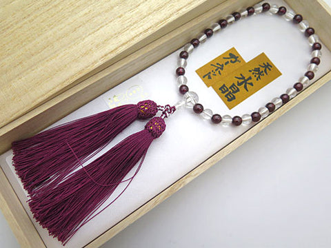 Women's Prayer Beads, Crystal, 7mm Bead, Garnet Combination Finish