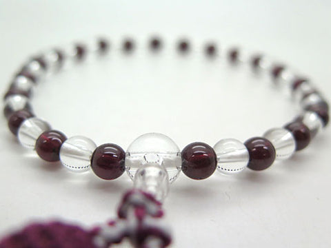 Women's Prayer Beads, Crystal, 7mm Bead, Garnet Combination Finish