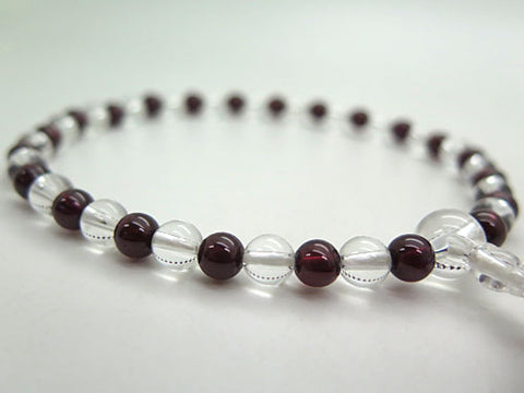 Women's Prayer Beads, Crystal, 7mm Bead, Garnet Combination Finish