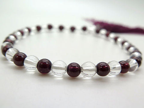 Women's Prayer Beads, Crystal, 7mm Bead, Garnet Combination Finish