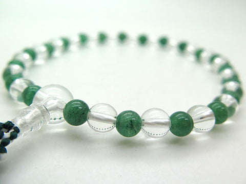 Women's Prayer Beads, Crystal, 7mm Bead, Indian Jade Combination Finish