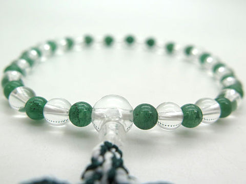 Women's Prayer Beads, Crystal, 7mm Bead, Indian Jade Combination Finish