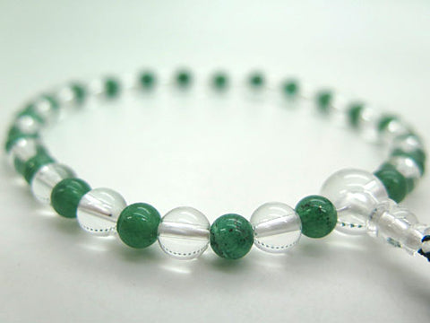 Women's Prayer Beads, Crystal, 7mm Bead, Indian Jade Combination Finish