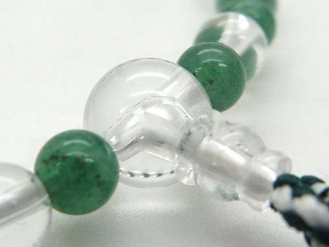 Women's Prayer Beads, Crystal, 7mm Bead, Indian Jade Combination Finish