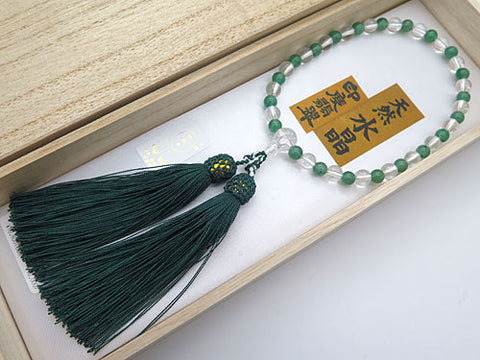 Women's Prayer Beads, Crystal, 7mm Bead, Indian Jade Combination Finish