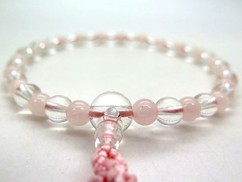 Women's Prayer Beads, Crystal, 7mm Bead, Rose Quartz Combination Finish