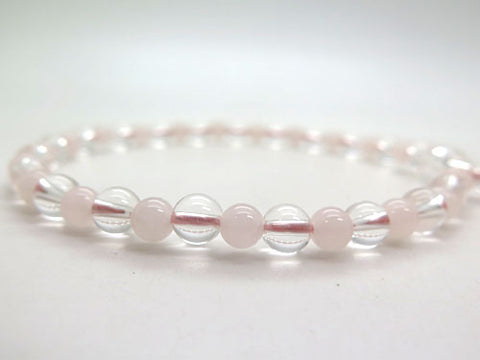 Women's Prayer Beads, Crystal, 7mm Bead, Rose Quartz Combination Finish