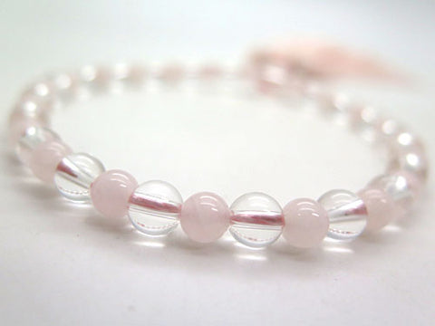 Women's Prayer Beads, Crystal, 7mm Bead, Rose Quartz Combination Finish