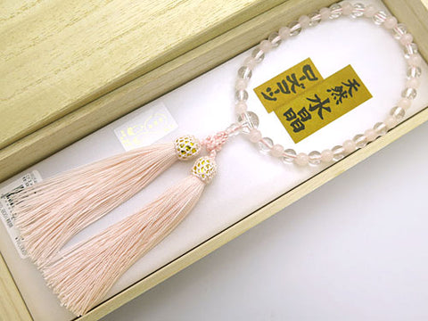 Women's Prayer Beads, Crystal, 7mm Bead, Rose Quartz Combination Finish