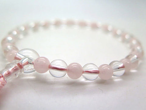 Women's Prayer Beads, Crystal, 7mm Bead, Rose Quartz Combination Finish