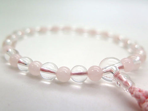 Women's Prayer Beads, Crystal, 7mm Bead, Rose Quartz Combination Finish