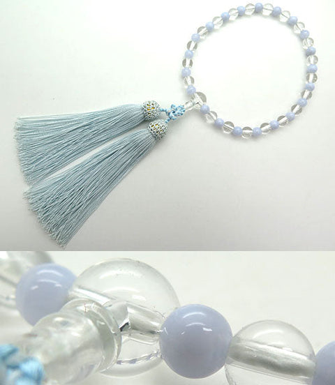 Women's Prayer Beads, Crystal, 7mm Bead, Chalcedony Combination Finish