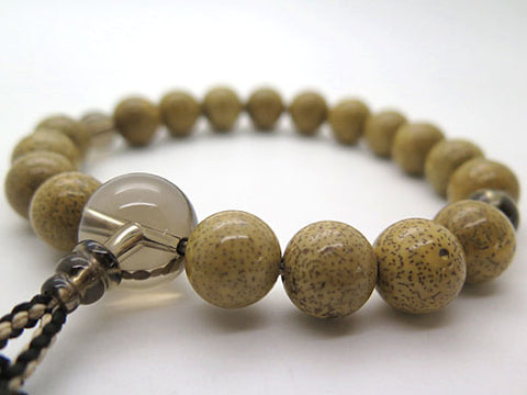 Men's Prayer Beads, High-Quality Starry Moon Bodhi Seed, 18 Beads, Brown Crystal Finish, Bonten Tassel