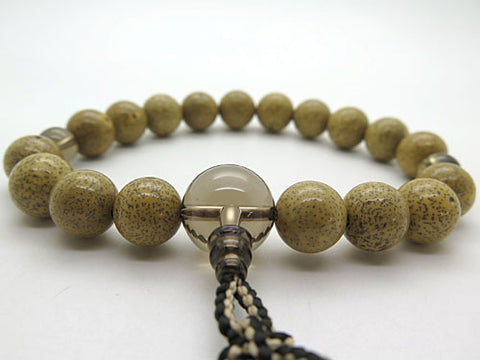 Men's Prayer Beads, High-Quality Starry Moon Bodhi Seed, 18 Beads, Brown Crystal Finish, Bonten Tassel