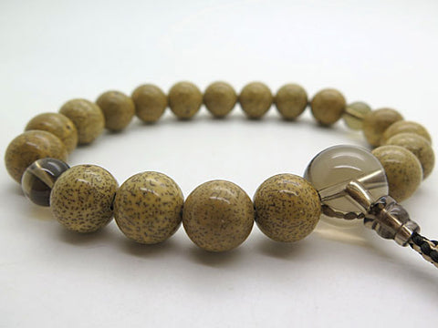 Men's Prayer Beads, High-Quality Starry Moon Bodhi Seed, 18 Beads, Brown Crystal Finish, Bonten Tassel