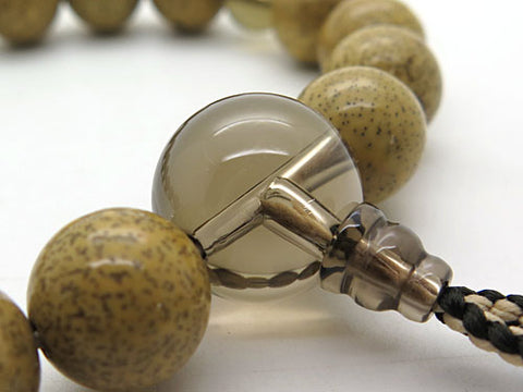 Men's Prayer Beads, High-Quality Starry Moon Bodhi Seed, 18 Beads, Brown Crystal Finish, Bonten Tassel