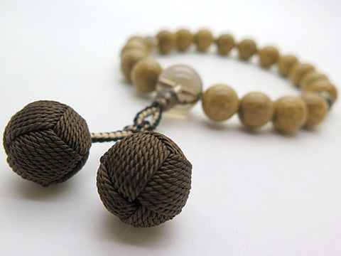Men's Prayer Beads, High-Quality Starry Moon Bodhi Seed, 18 Beads, Brown Crystal Finish, Bonten Tassel