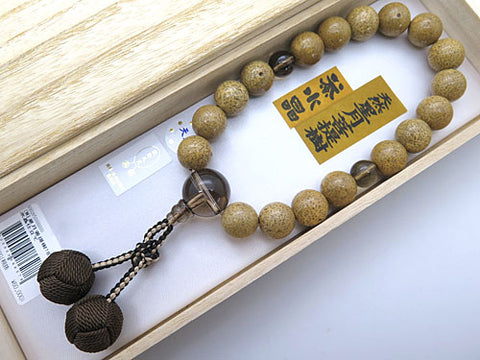 Men's Prayer Beads, High-Quality Starry Moon Bodhi Seed, 18 Beads, Brown Crystal Finish, Bonten Tassel