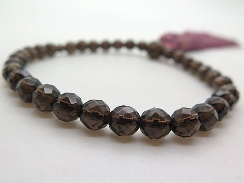 Women's Smoky Quartz Prayer Beads, Faceted Cut