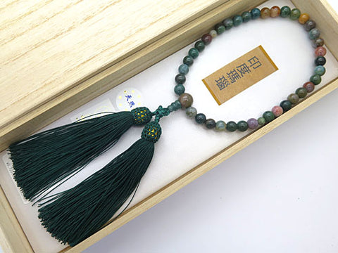 Women's Prayer Beads, Indian Agate, 7mm Bead, Uniform Finish