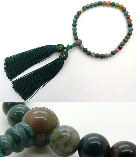 Women's Prayer Beads, Indian Agate, 7mm Bead, Uniform Finish