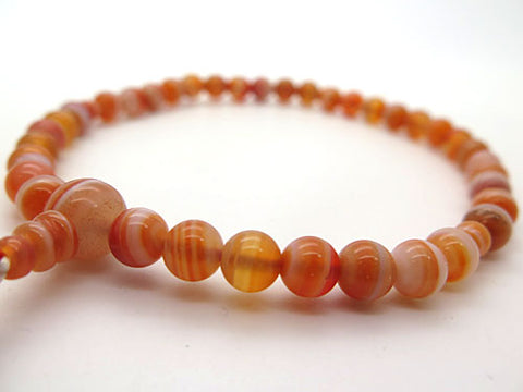 Women's Striped Agate Prayer Beads, 7mm Bead