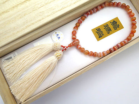 Women's Striped Agate Prayer Beads, 7mm Bead