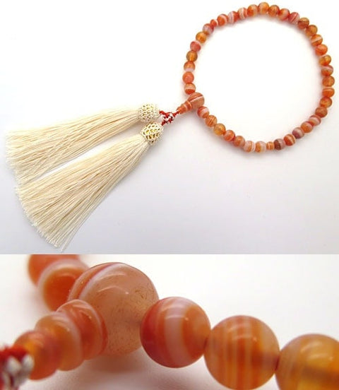 Women's Striped Agate Prayer Beads, 7mm Bead
