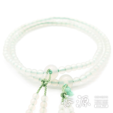 Women's White Agate Prayer Beads, Double-Wrap, Universal Eight-Sect Style