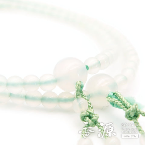 Women's White Agate Prayer Beads, Double-Wrap, Universal Eight-Sect Style