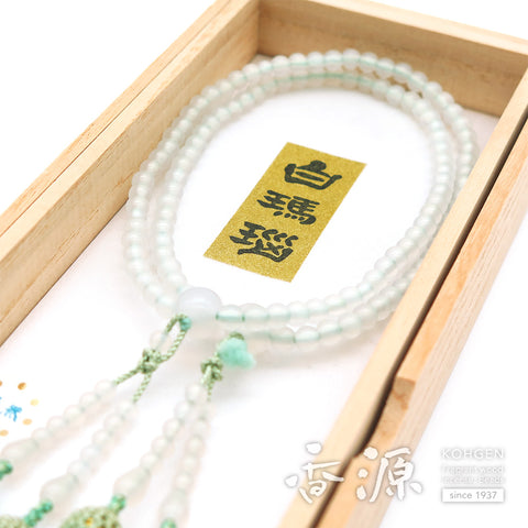Women's White Agate Prayer Beads, Double-Wrap, Universal Eight-Sect Style