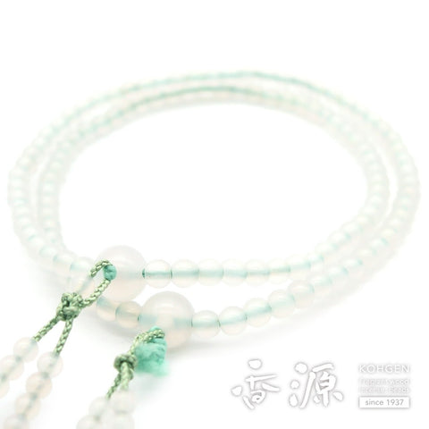 Women's White Agate Prayer Beads, Double-Wrap, Universal Eight-Sect Style