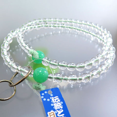 Women's Prayer Beads, Crystal, Jodo Sect, Chrysoprase Finish