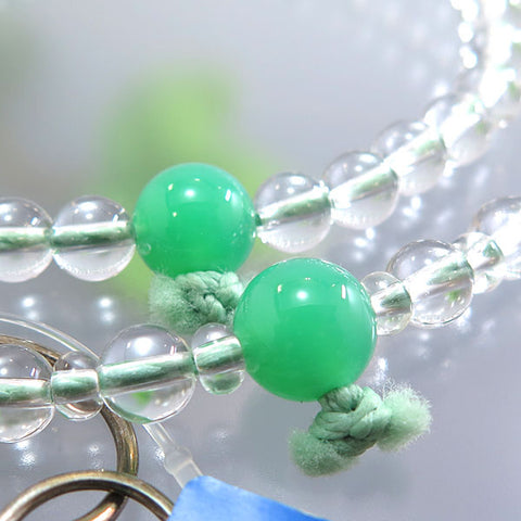 Women's Prayer Beads, Crystal, Jodo Sect, Chrysoprase Finish