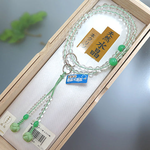 Women's Prayer Beads, Crystal, Jodo Sect, Chrysoprase Finish