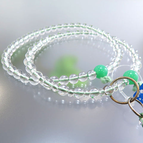 Women's Prayer Beads, Crystal, Jodo Sect, Chrysoprase Finish