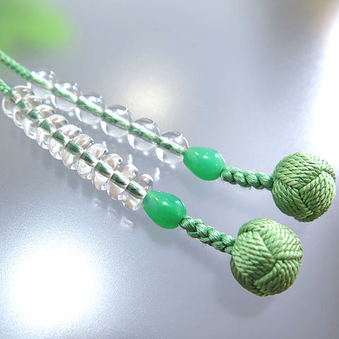 Women's Prayer Beads, Crystal, Jodo Sect, Chrysoprase Finish