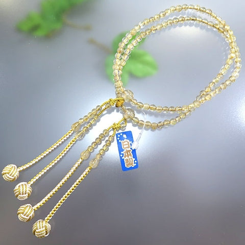 Women's Prayer Beads, Rutilated Quartz (Gold Wire Crystal), Shingon Sect, Limited Edition