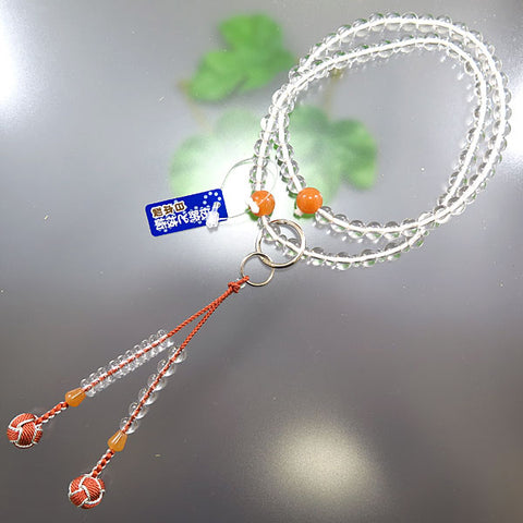 Women's Prayer Beads, Crystal, Jodo Sect, 8-Sun, Pink Aventurine Finish